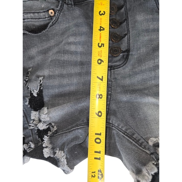 Indigo Rein Repreve Womens Jean Shorts‎ Size 5 Black Cut Off Stretch Button Fly - Picture 6 of 8